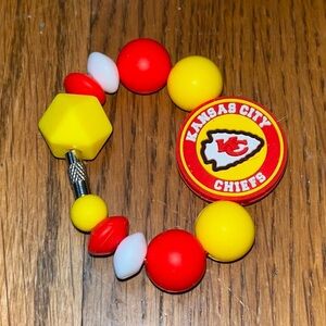 Kansas City Chiefs Football Beaded Tumbler Stanley cup silicone charm Bracelet